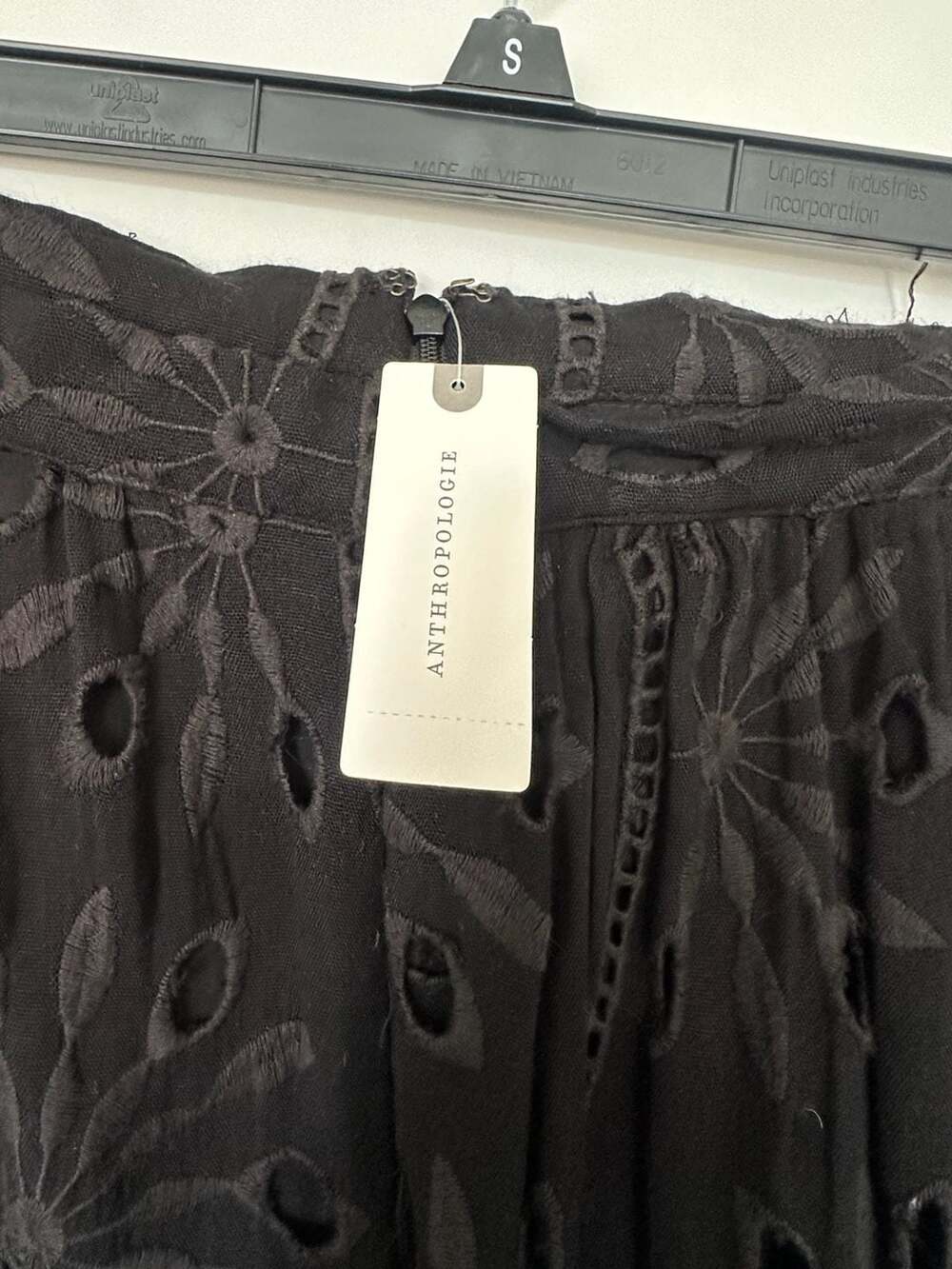 Anthropologie Tiare Hawaii Bora Bora Embroidered Midi Skirt in Black